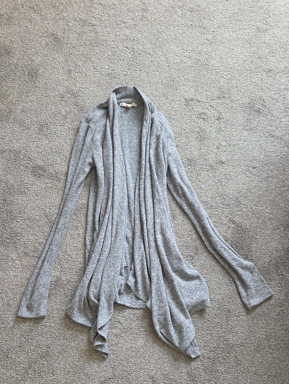 Express Light Gray Draped Open-Front Cardigan